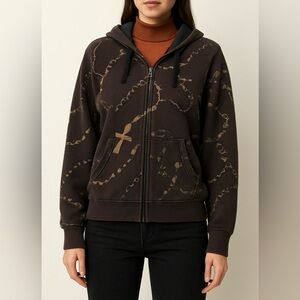 FRESHJIVE | Chocolate Brown Skulls Pearls Cross Chains Gothic Hoodie Sweaters